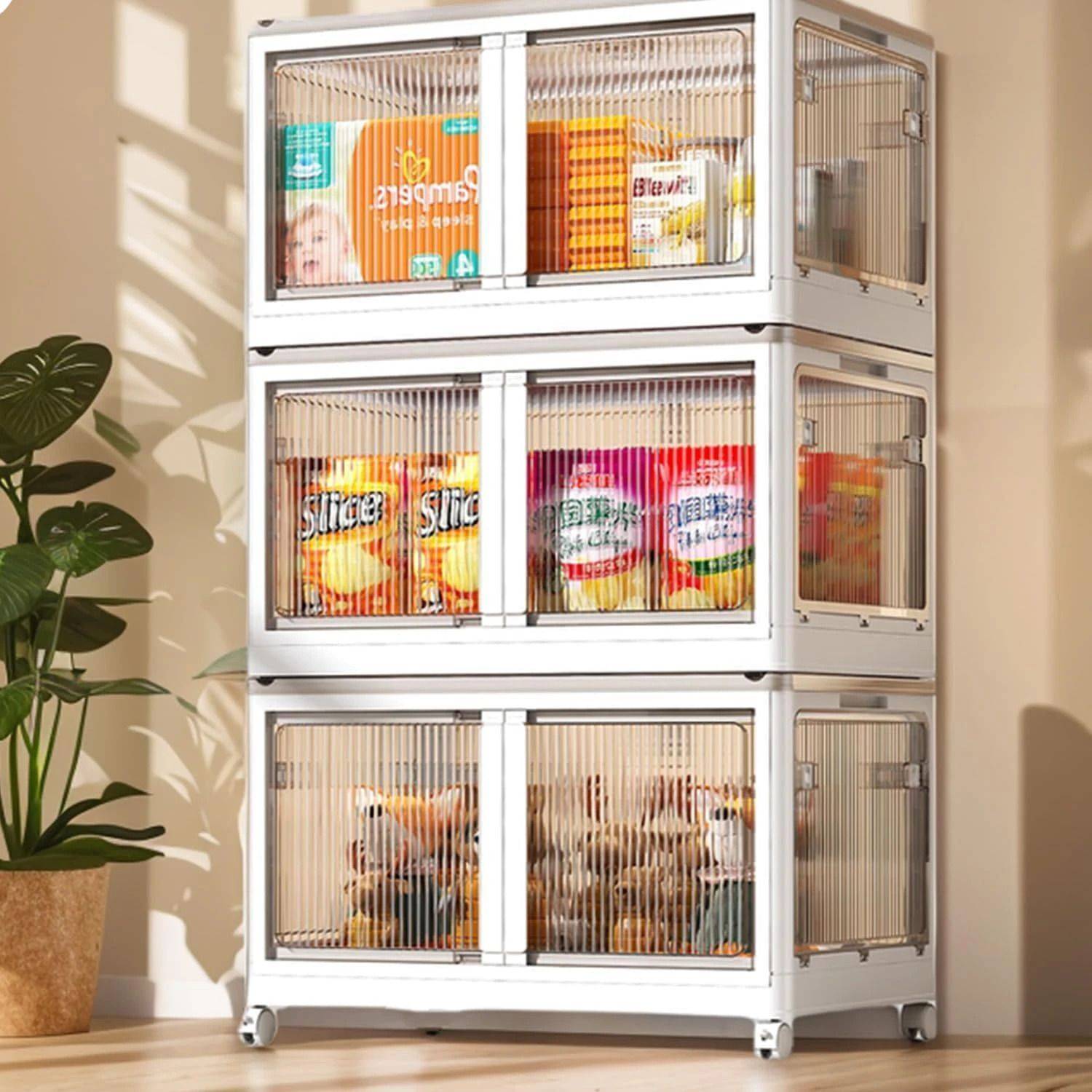 Sasimo 3-Door 3-Shelf Plastic foldable Cupboard PC Collapsible Wardrobe