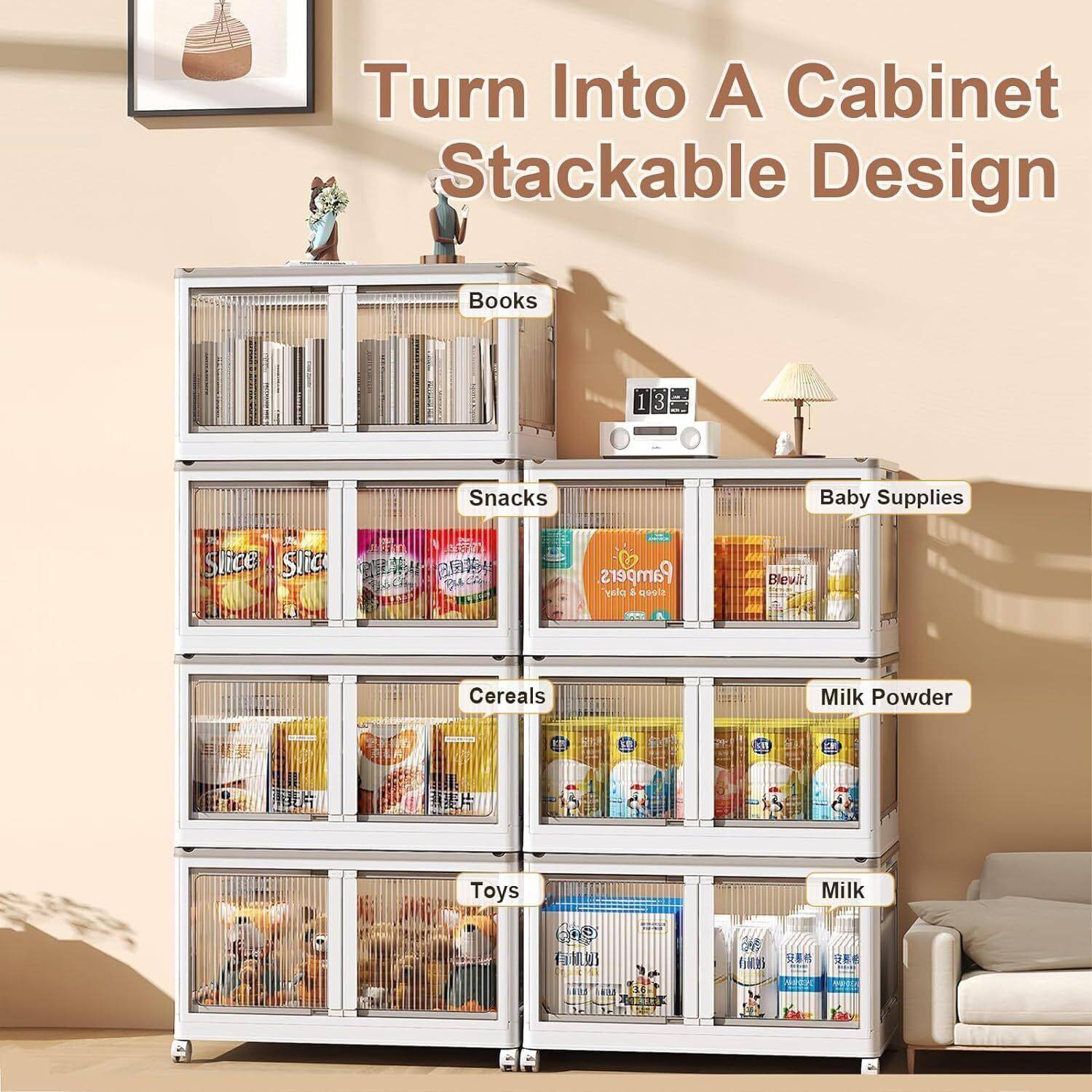 Sasimo 3-Door 3-Shelf Plastic foldable Cupboard PC Collapsible Wardrobe