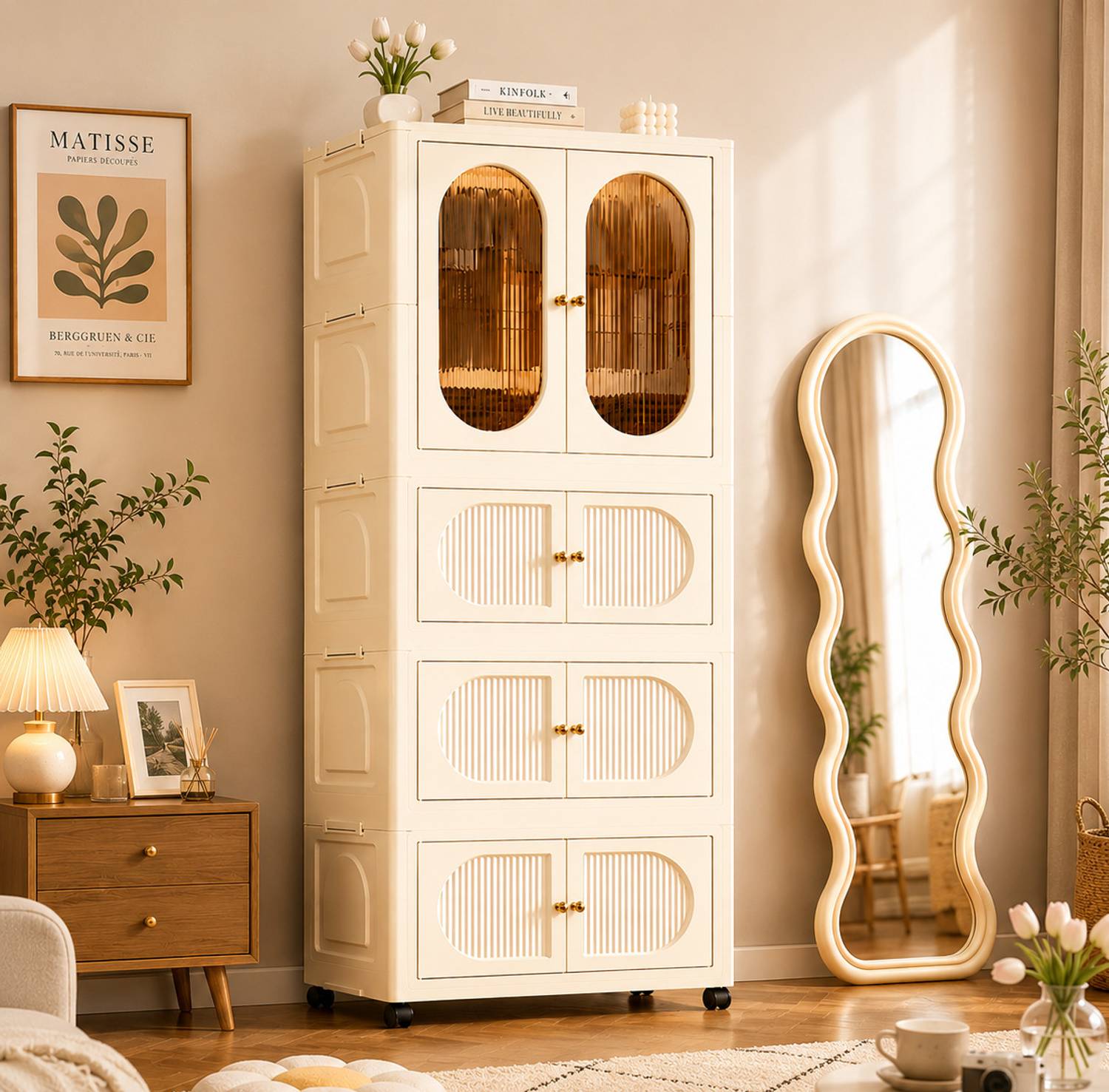Sasimo 1-Wardrobe 8-Door 4-Shelf Plastic foldable Cupboard PC Collapsible Wardrobe
