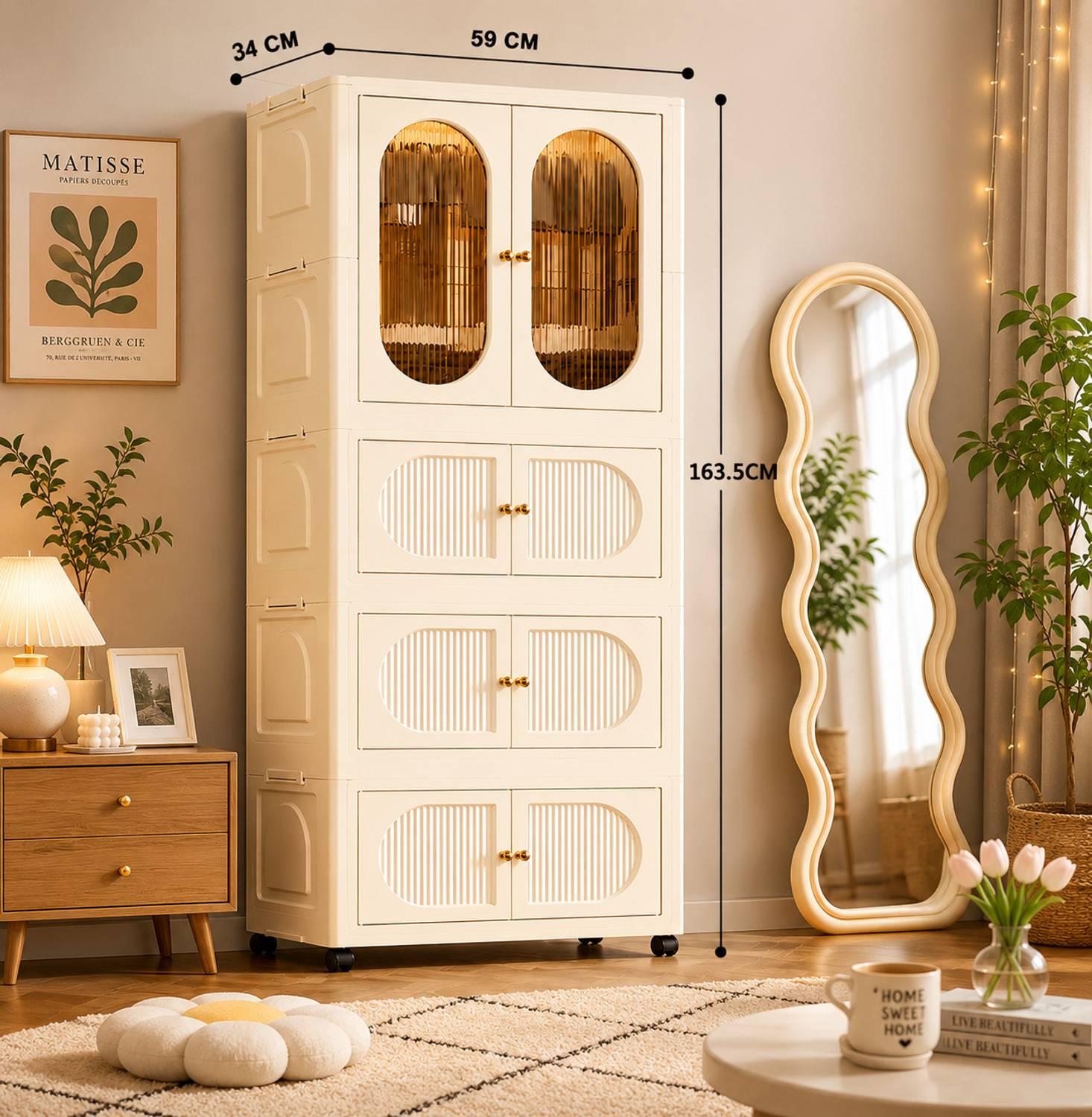 Sasimo 1-Wardrobe 8-Door 4-Shelf Plastic foldable Cupboard PC Collapsible Wardrobe