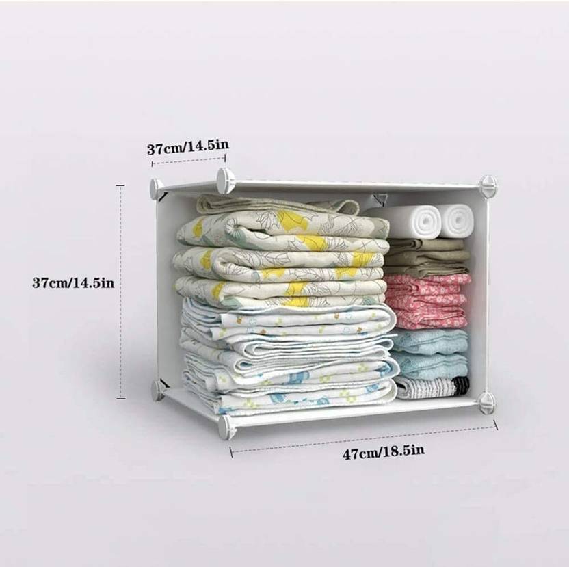 Evrum 8-Door 8-Shelf Plastic almirah for kids, almirah of clothes ,cupboard PC Collapsible Wardrobe (Finish Color - WHITE.J4, DIY(Do-It-Yourself))