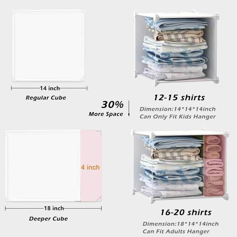 Evrum 8-Door 8-Shelf Plastic almirah for kids, almirah of clothes ,cupboard PC Collapsible Wardrobe (Finish Color - WHITE.J4, DIY(Do-It-Yourself))