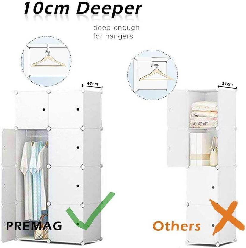 Evrum 8-Door 8-Shelf Plastic almirah for kids, almirah of clothes ,cupboard PC Collapsible Wardrobe (Finish Color - WHITE.J4, DIY(Do-It-Yourself))