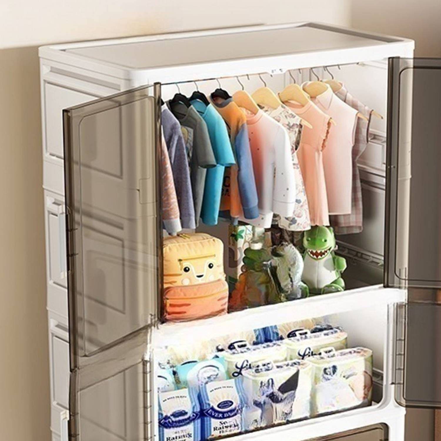 Sasimo 1-Wardrobe 6-Door 3-Shelf Plastic foldable Cupboard PC Collapsible Wardrobe