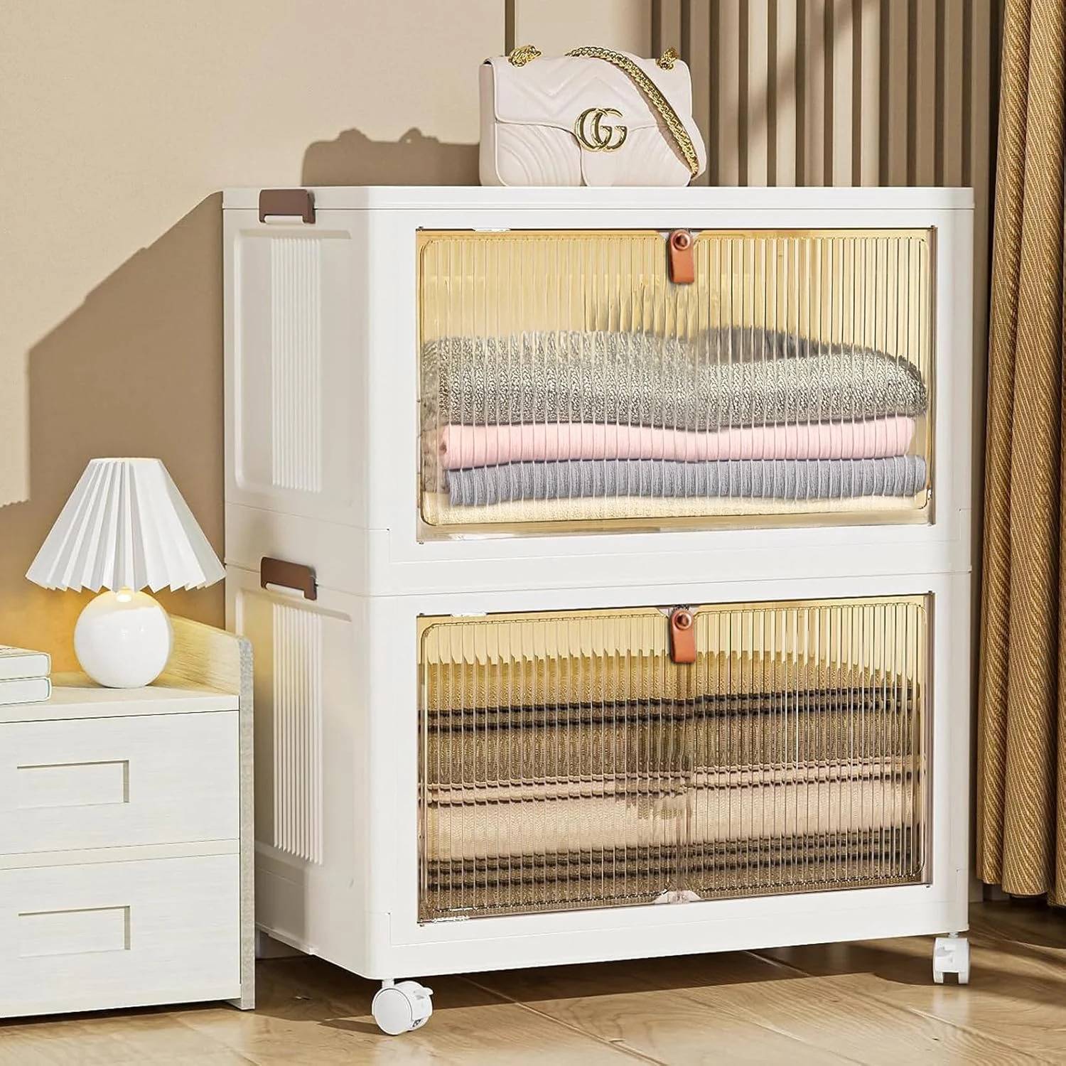 Sasimo 2-Door 2-Shelf Plastic foldable Cupboard PC Collapsible Wardrobe