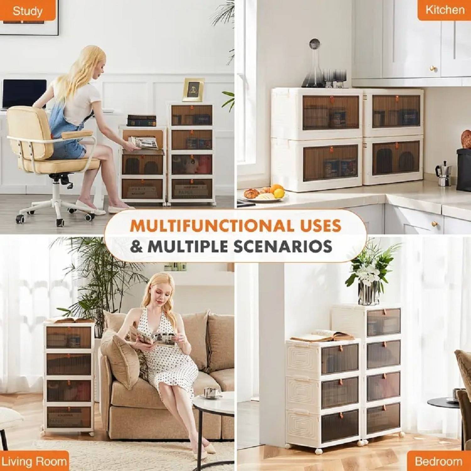 Sasimo 2-Door 2-Shelf Plastic foldable Cupboard PC Collapsible Wardrobe