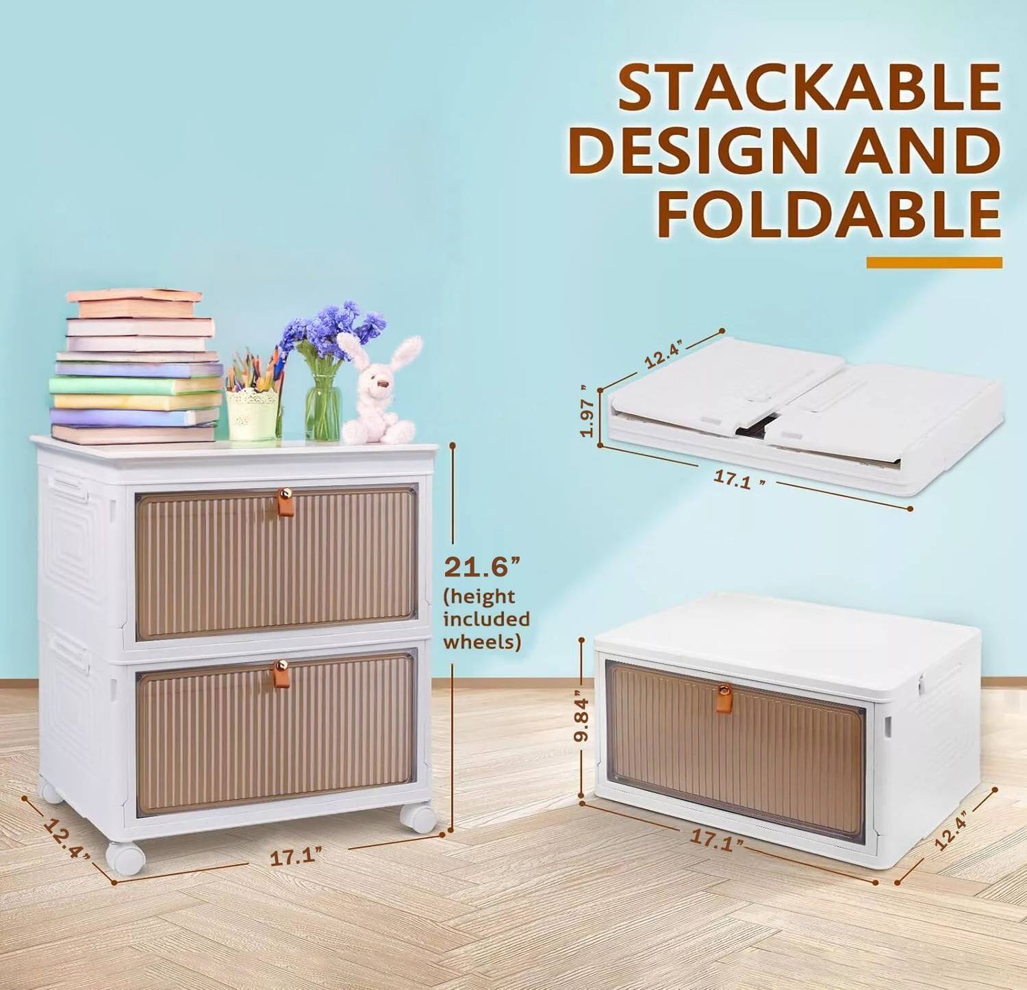 Sasimo 2-Door 2-Shelf Plastic foldable Cupboard PC Collapsible Wardrobe