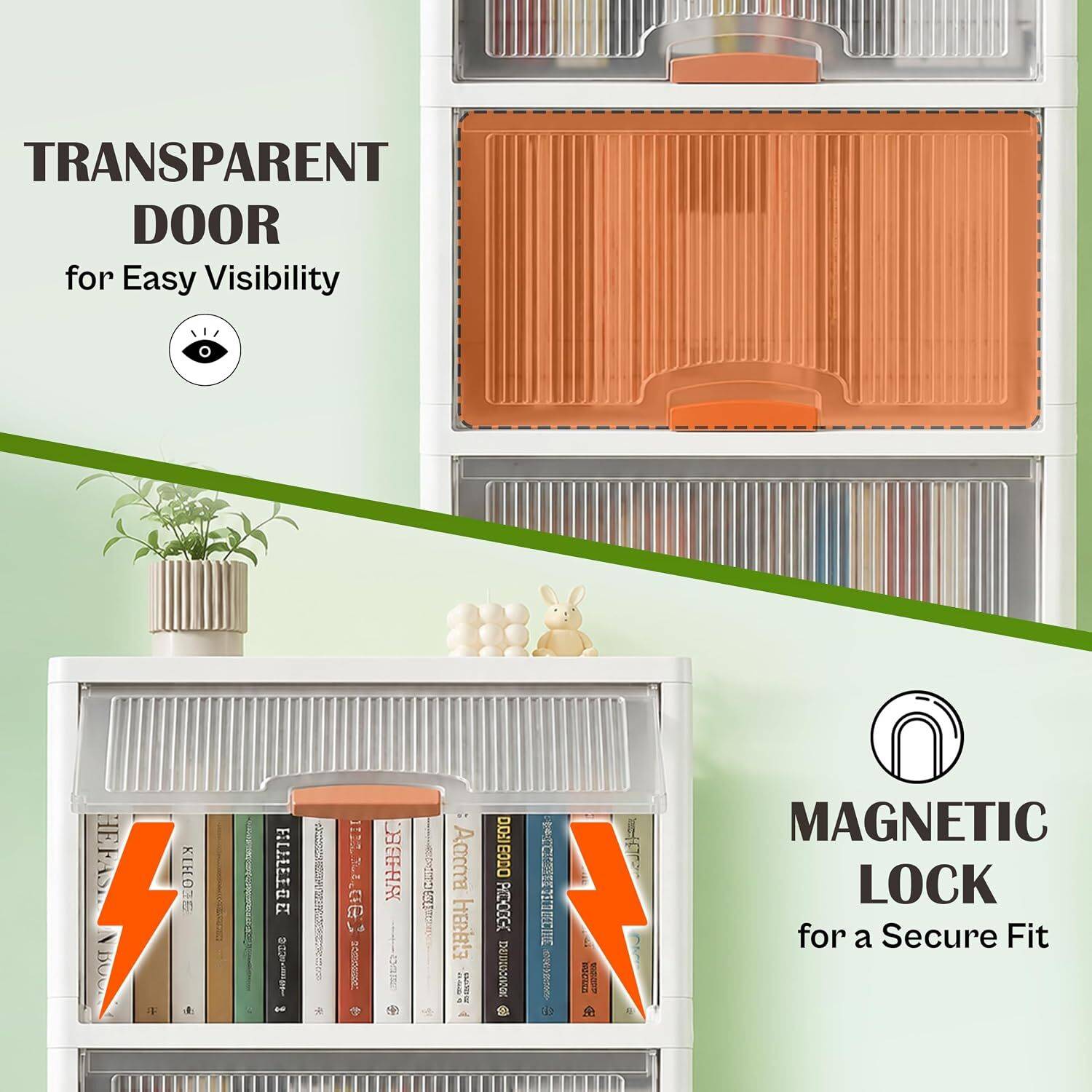 MOUNTHILLS 6 Tier X-Large Cupboard for Storage/Stackable Plastic Storage Cabinet, Wardrobe PP Collapsible Wardrobe